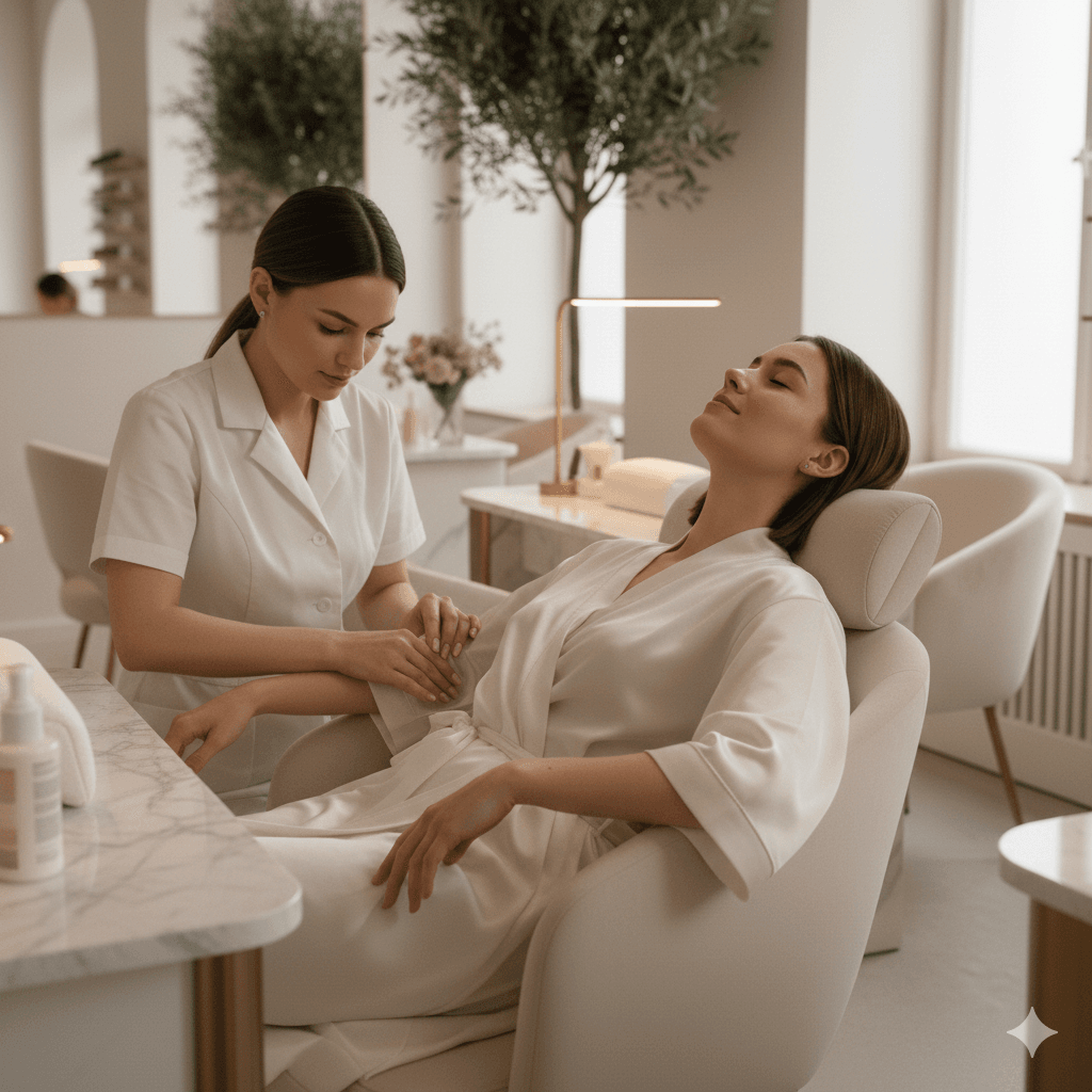 “Trendy nail designs and color samples displayed in a nail salon for modern manicure inspiration.”
