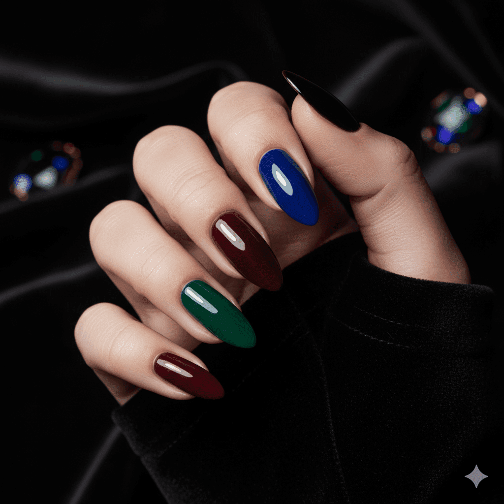 “Red carpet–inspired celebrity nail design reflecting Rihanna’s glamorous manicure style.”