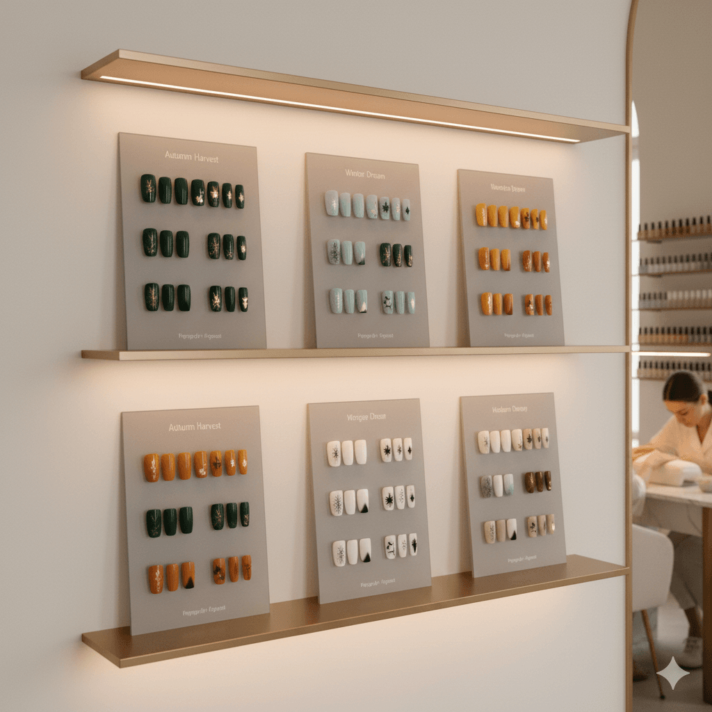 “Clean and hygienic nail salon setup with sterilized tools and organized manicure stations.”
