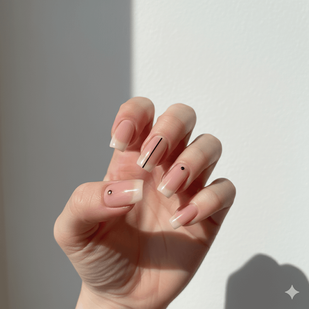“Close-up of bold short duck nail designs with vibrant colors and unique accent art on a neutral background.”