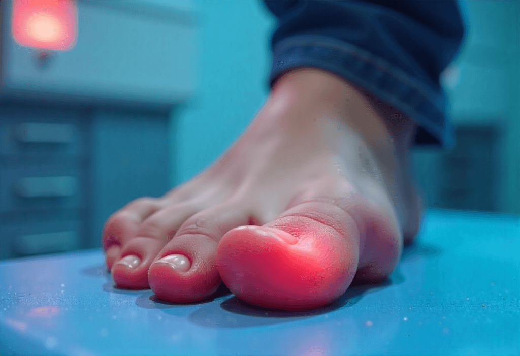 “Side-by-side comparison of healthy toenails and fungal-infected toenails with discoloration and brittleness.”