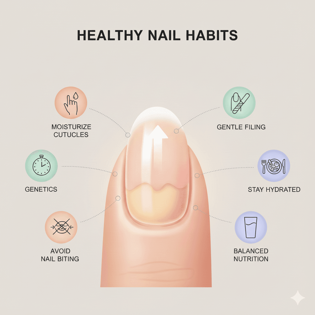 “Close-up of hands applying cuticle oil and moisturizer to maintain nail flexibility and support healthy growth.”