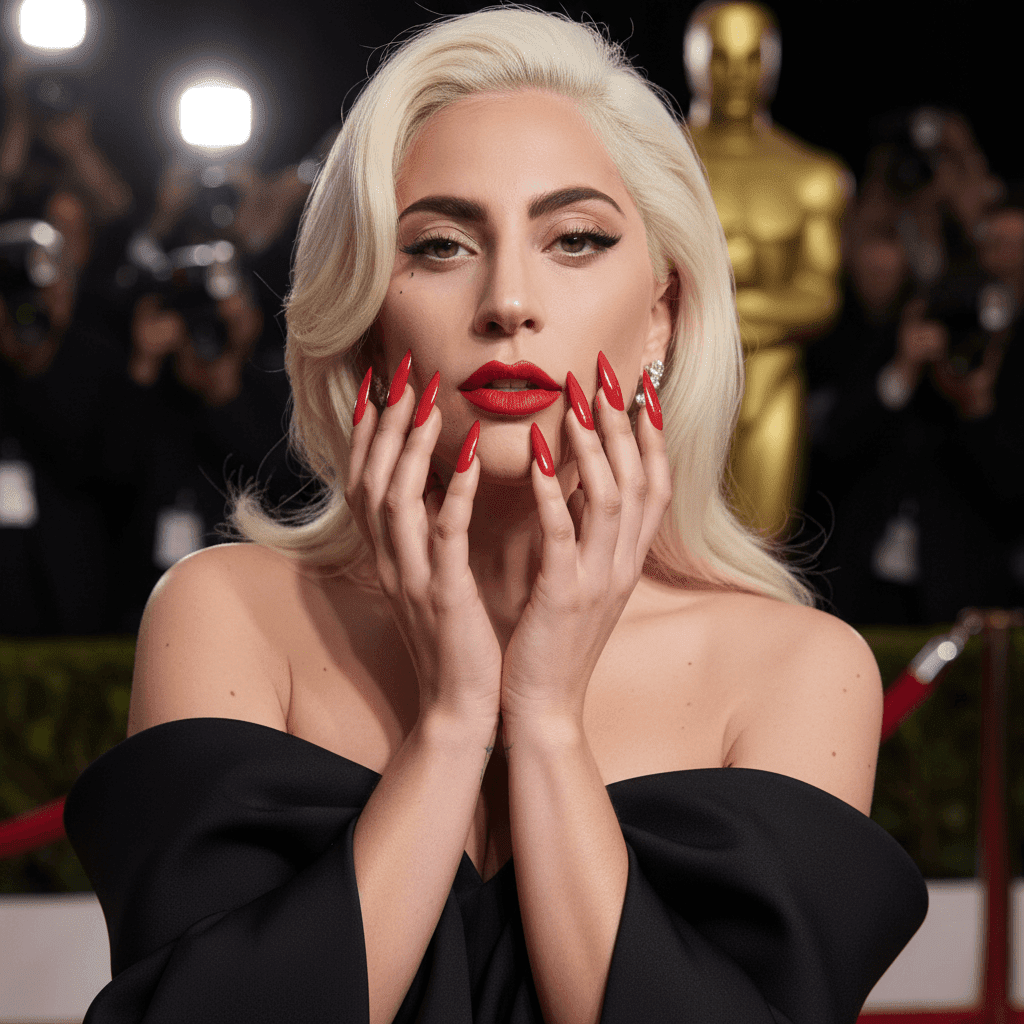 Lady Gaga red carpet nails